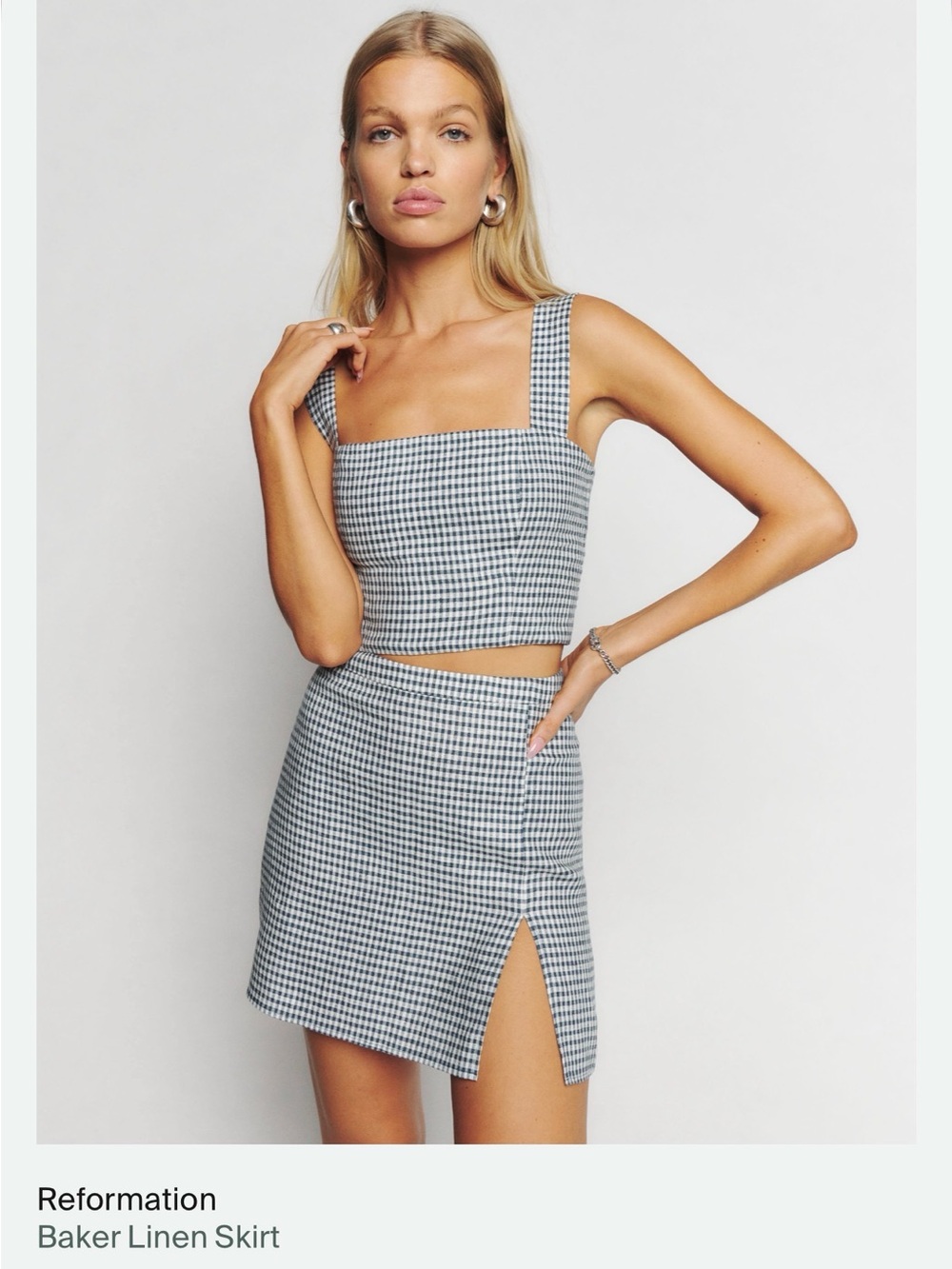 Reformation Black & White Gingham Mini Skirt